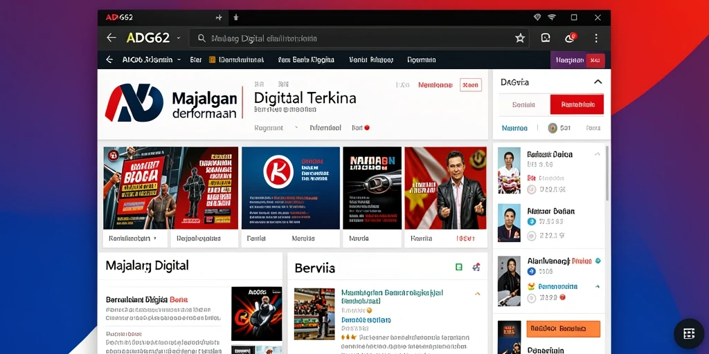 Antarmuka utama ADG62 menampilkan berita terbaru dan kategori yang mudah diakses.
