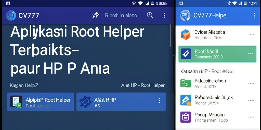 Tampilan antarmuka CV777 yang sederhana dan efisien untuk Root Helper.