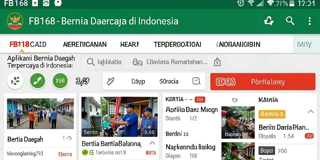 Antarmuka FB168 yang sederhana dan informatif untuk berita daerah.