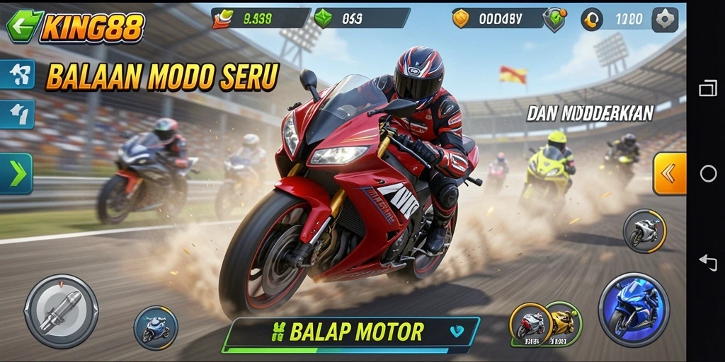 Antarmuka KING88 yang mengesankan dalam balapan motor.