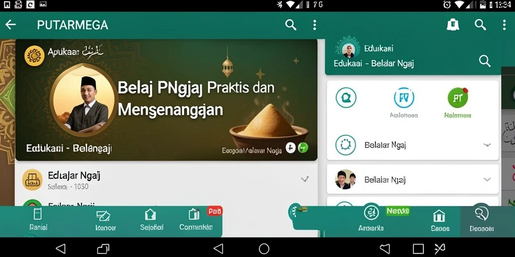 Antarmuka PUTARMEGA yang menarik untuk belajar ngaji.