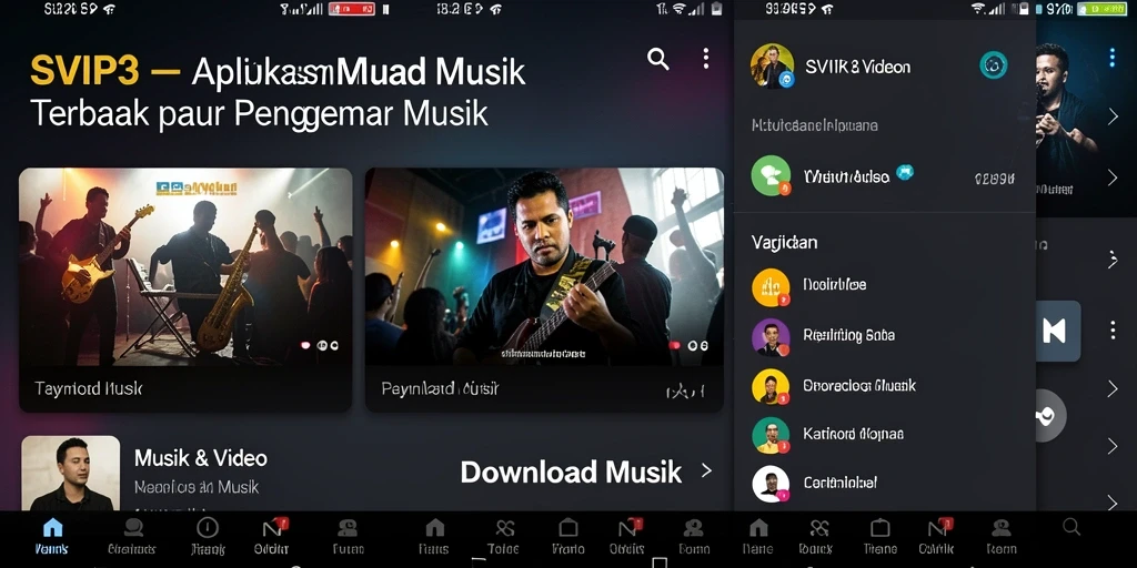 Tampilan antarmuka SVIP3 untuk mengunduh musik dengan mudah.