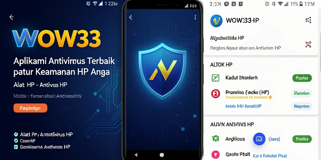 Antarmuka WOW33 menampilkan fitur pemindaian dan penguncian aplikasi.